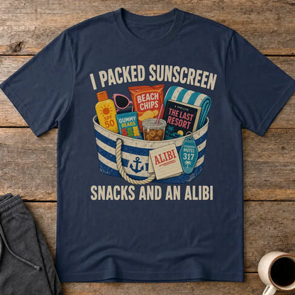 Packed Sunscreen Snacks and an Alibi T-Shirt - Navy