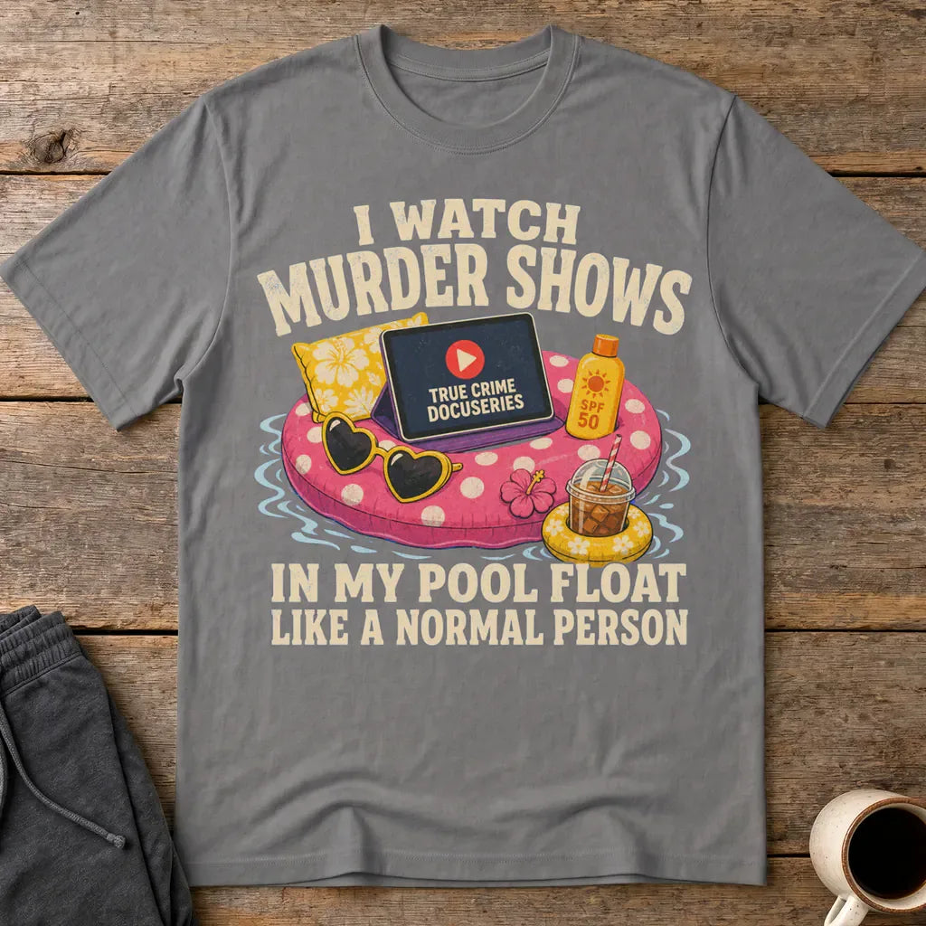 Murder Shows Pool Float T-Shirt - Charcoal