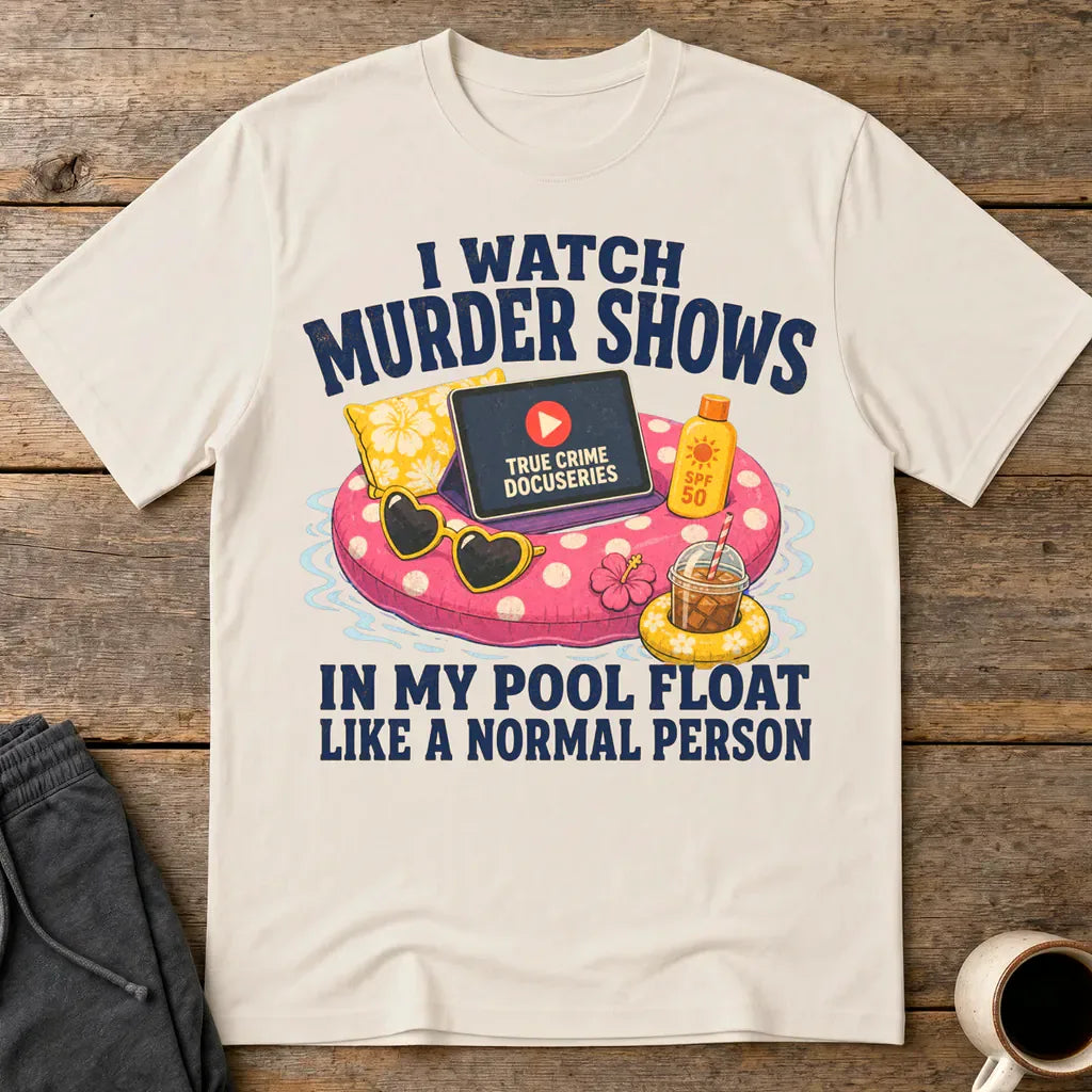 Murder Shows Pool Float T-Shirt - Ice Grey