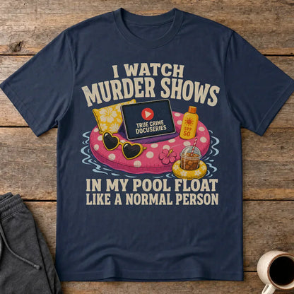 Murder Shows Pool Float T-Shirt - Navy
