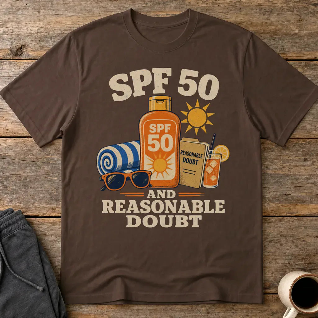 SPF 50 and Reasonable Doubt T-Shirt - Dark Chocolate