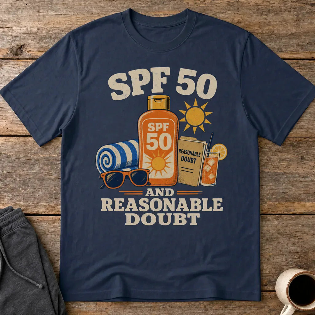 SPF 50 and Reasonable Doubt T-Shirt - Navy