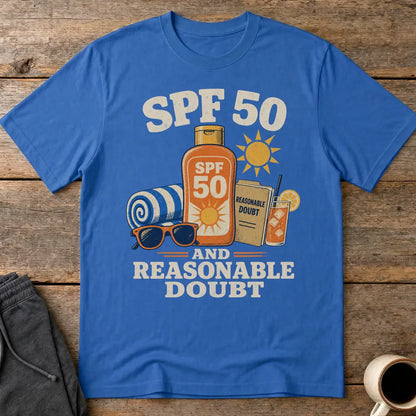 SPF 50 and Reasonable Doubt T-Shirt - Royal