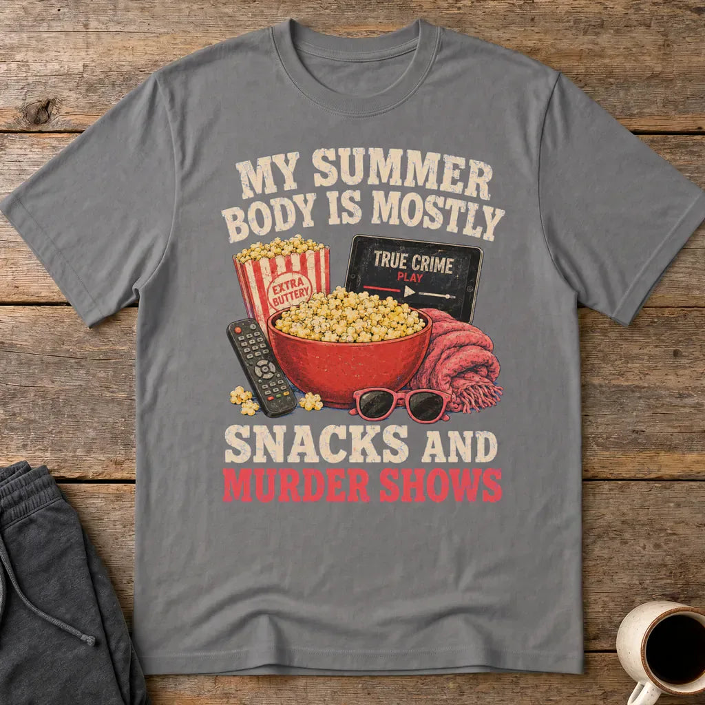Snacks and Murder Shows T-Shirt - Charcoal