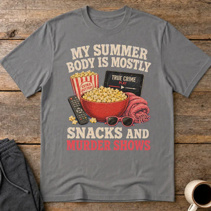 Snacks and Murder Shows T-Shirt - Charcoal