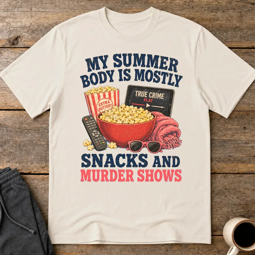 Snacks and Murder Shows T-Shirt - Ice Grey