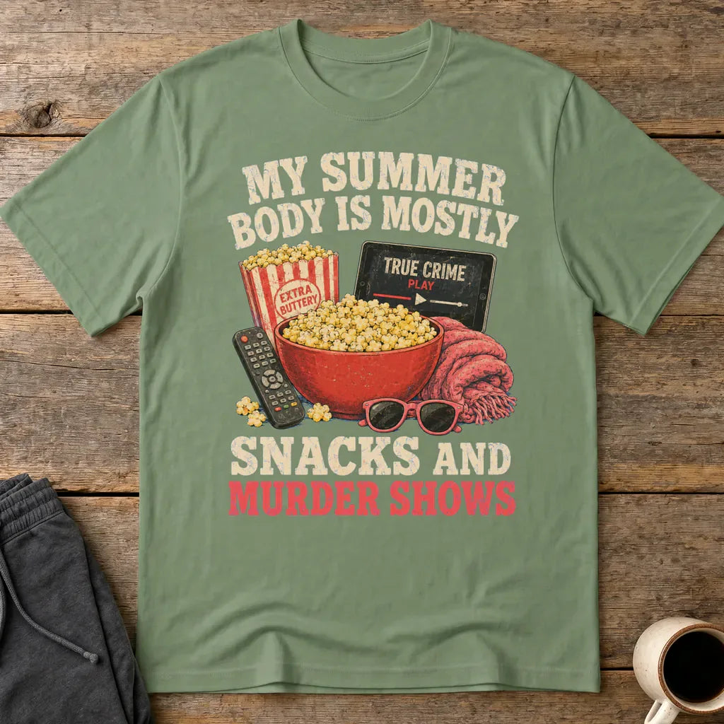 Snacks and Murder Shows T-Shirt - Military Green