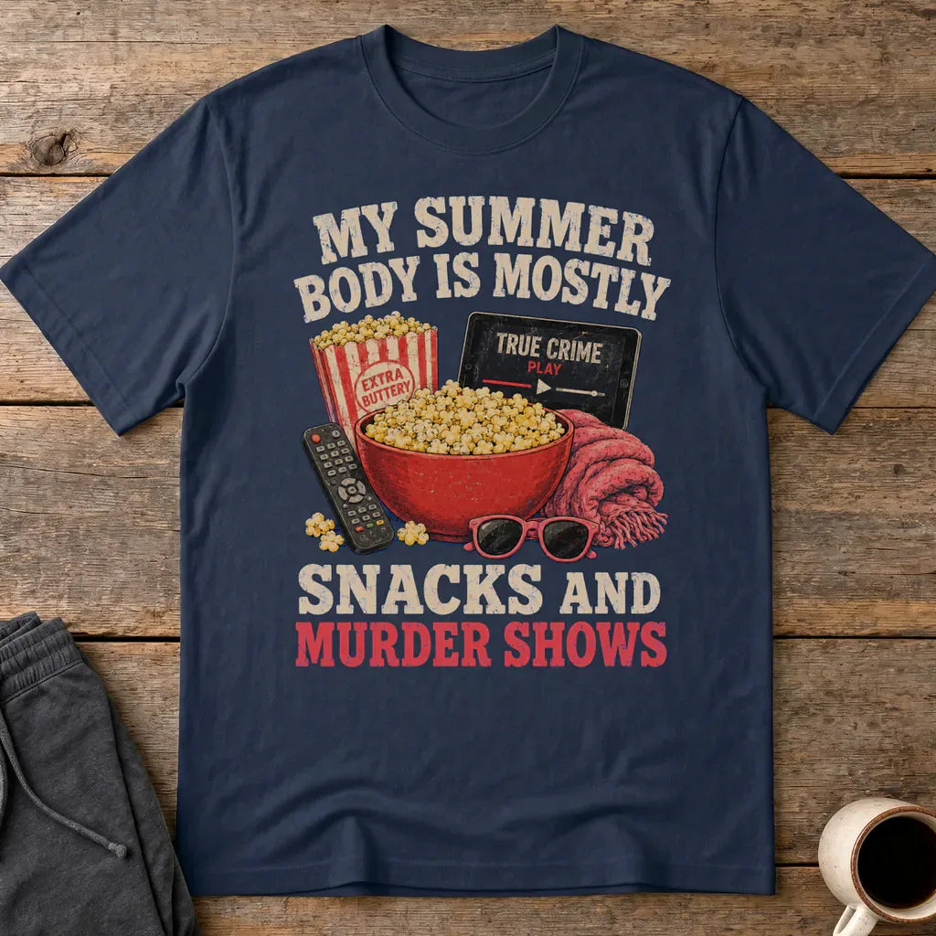 Snacks and Murder Shows T-Shirt - Navy