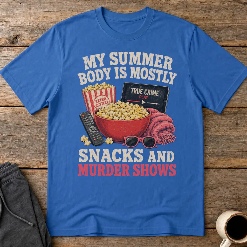 Snacks and Murder Shows T-Shirt - Royal