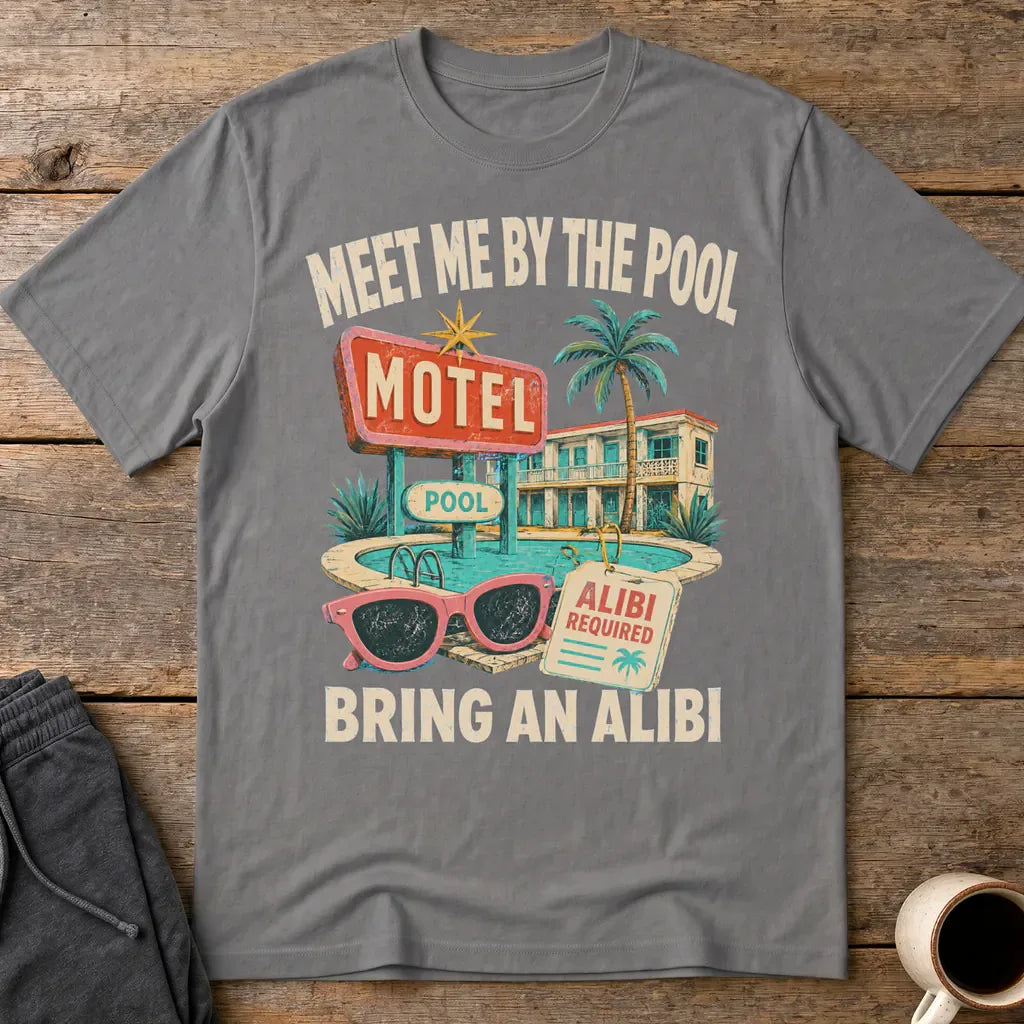 Meet Me by the Pool Alibi T-Shirt - Charcoal