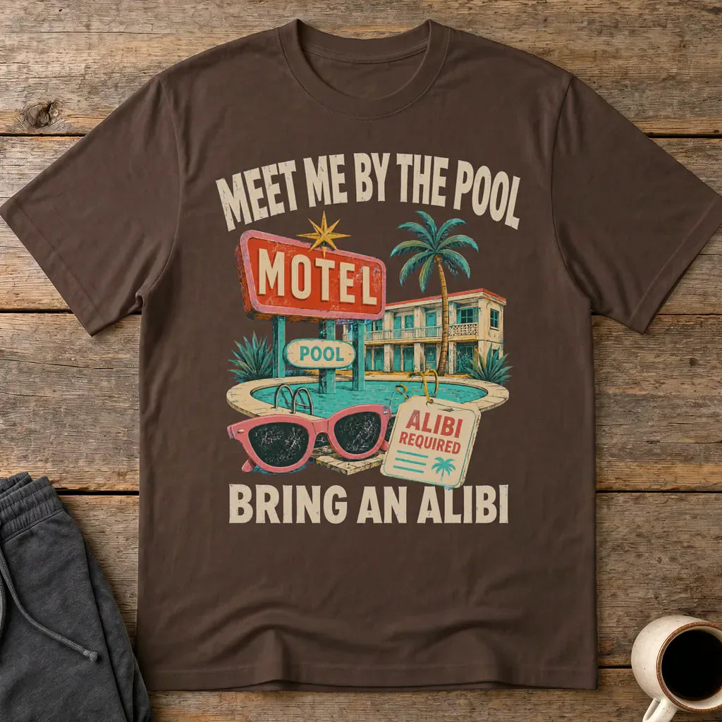 Meet Me by the Pool Alibi T-Shirt - Dark Chocolate