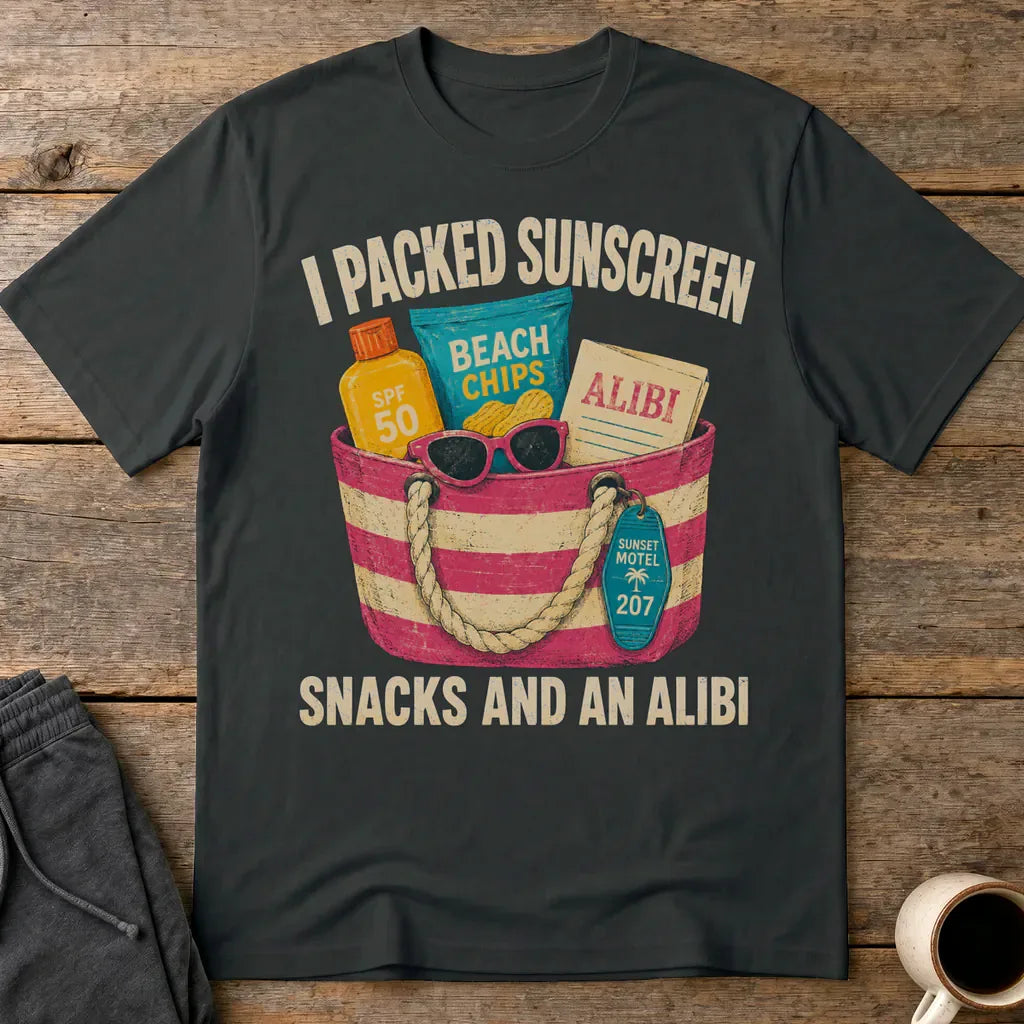 Sunscreen Snacks and an Alibi T-Shirt - Black