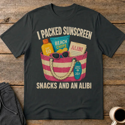 Sunscreen Snacks and an Alibi T-Shirt - Black