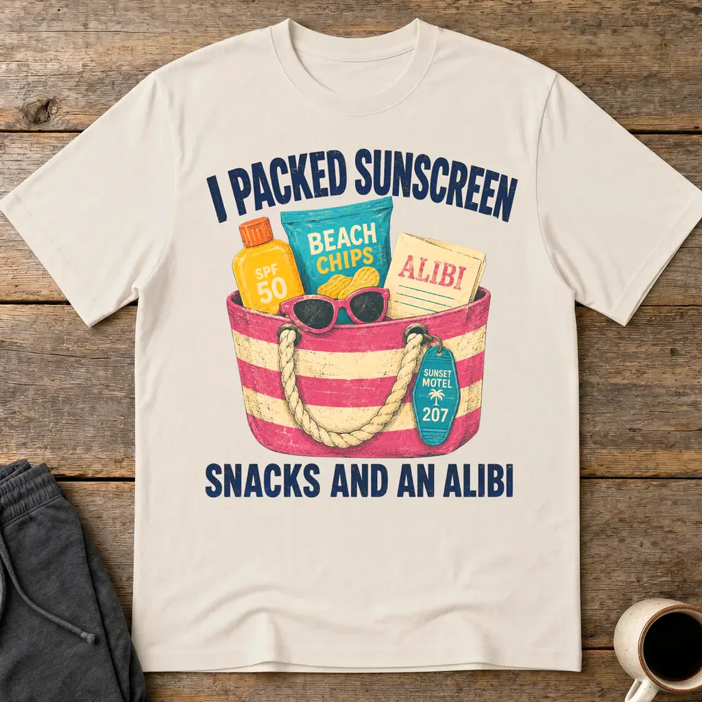 Sunscreen Snacks and an Alibi T-Shirt - Ice Grey