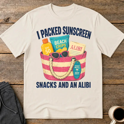 Sunscreen Snacks and an Alibi T-Shirt - Ice Grey