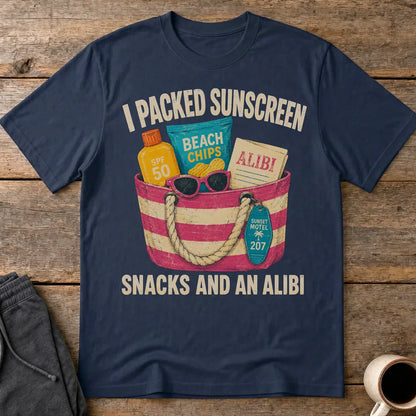 Sunscreen Snacks and an Alibi T-Shirt - Navy
