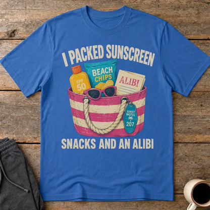 Sunscreen Snacks and an Alibi T-Shirt - Royal