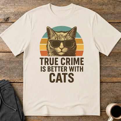 True Crime Cat Vibes T-Shirt - Ice Grey