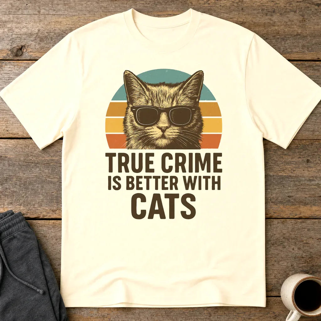 True Crime Cat Vibes T-Shirt - Natural