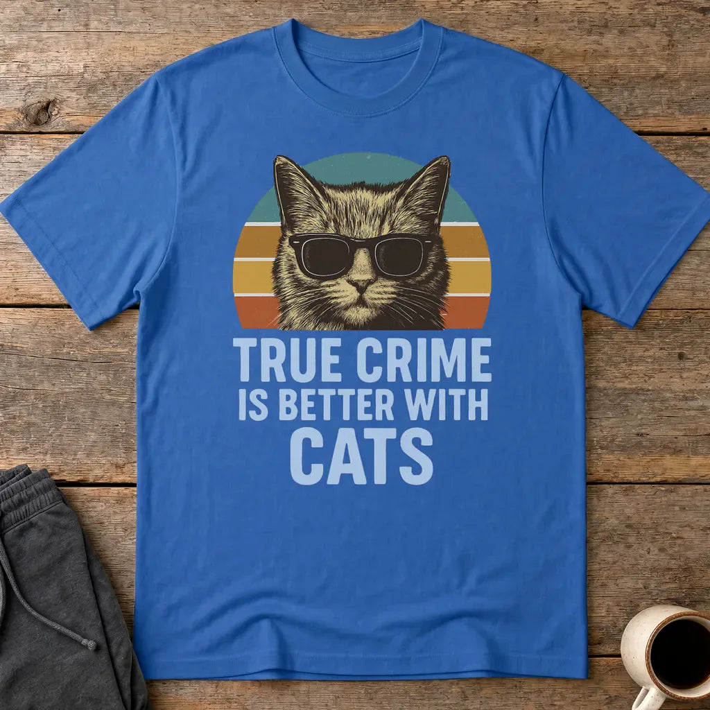 True Crime Cat Vibes T-Shirt - Royal