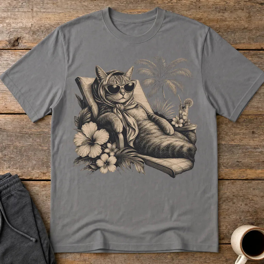 Murder, Cat Meowed Relaxation T-Shirt - Charcoal
