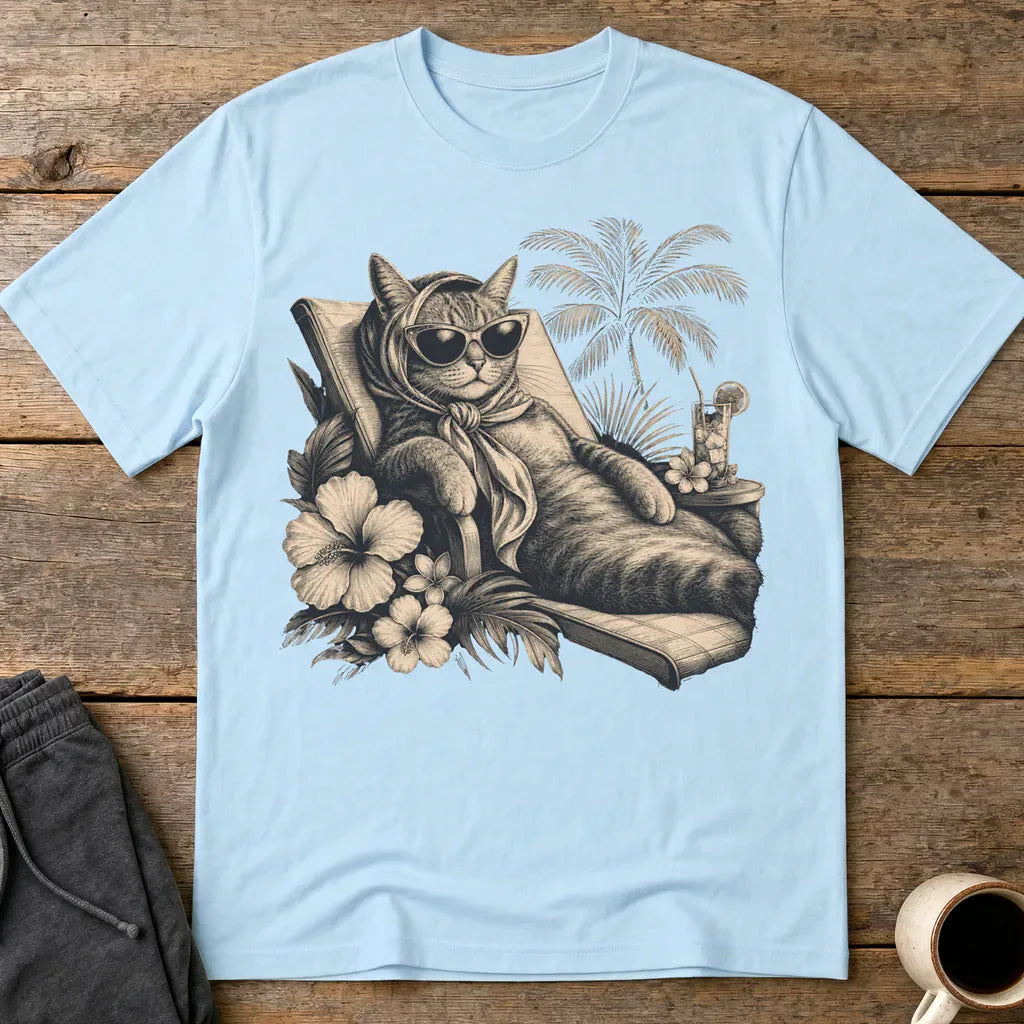 Murder, Cat Meowed Relaxation T-Shirt - Light Blue