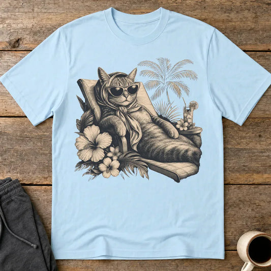 Murder, Cat Meowed Relaxation T-Shirt - Light Blue