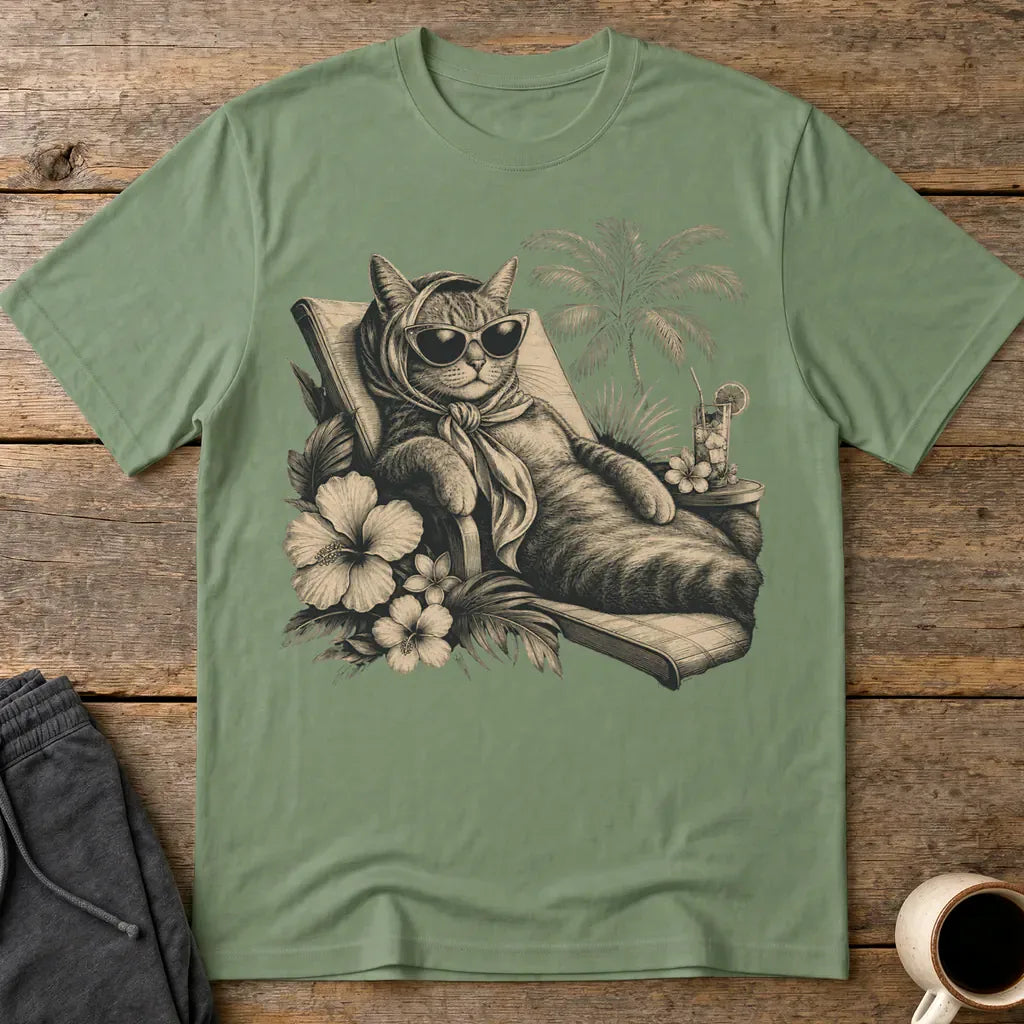 Murder, Cat Meowed Relaxation T-Shirt - Military Green