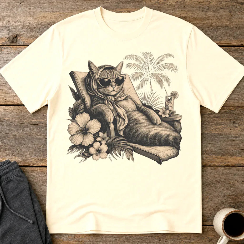 Murder, Cat Meowed Relaxation T-Shirt - Natural