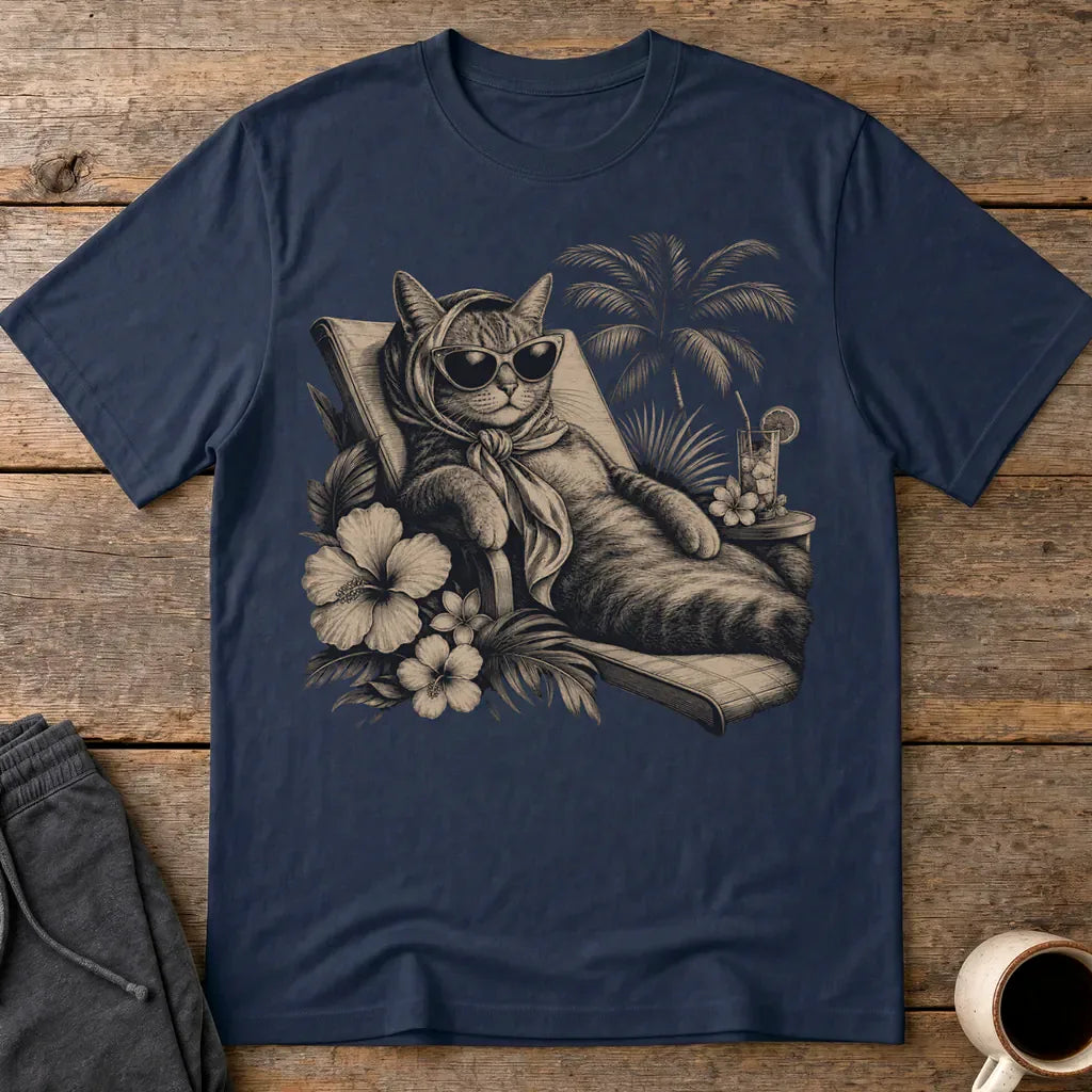 Murder, Cat Meowed Relaxation T-Shirt - Navy