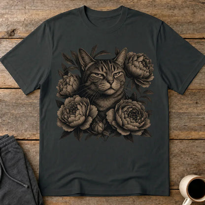 Judging Floral Cat T-Shirt - Black