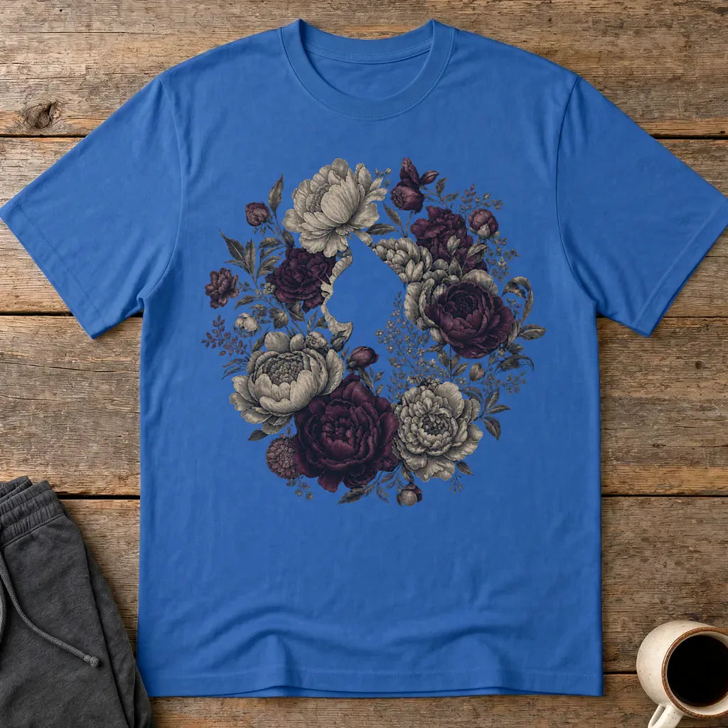 Feline Floral Wreath T-Shirt - Royal