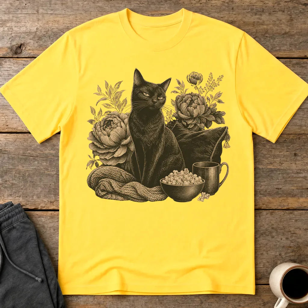 Moody Floral Cat T-Shirt - Daisy