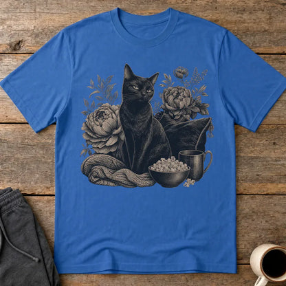 Moody Floral Cat T-Shirt - Royal