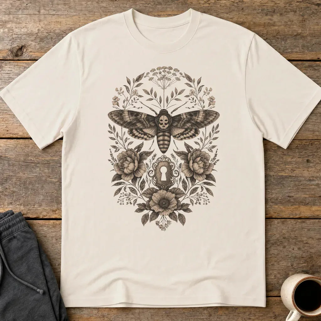 Gothic Death's Head Moth T-Shirt - Ice Grey