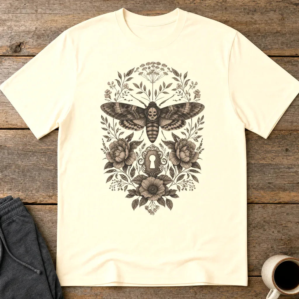 Gothic Death's Head Moth T-Shirt - Natural