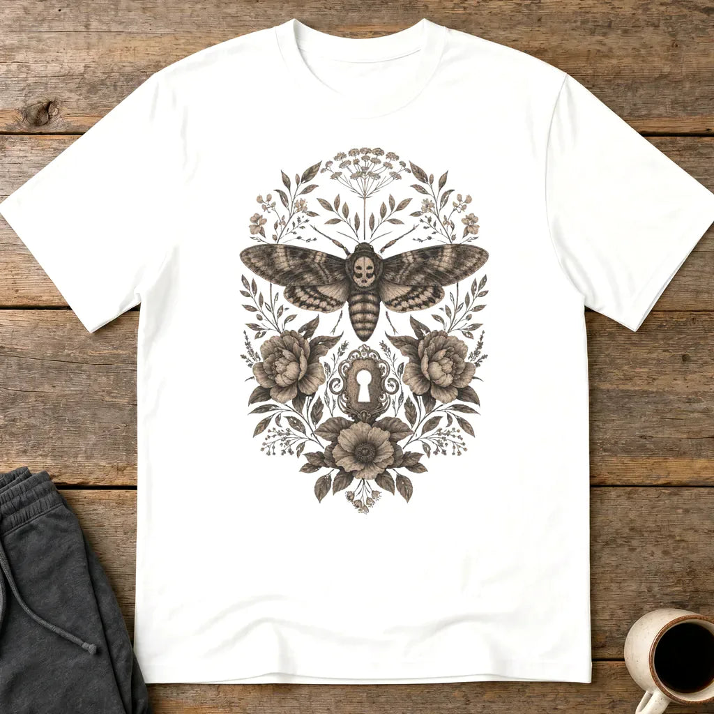 Gothic Death's Head Moth T-Shirt - White