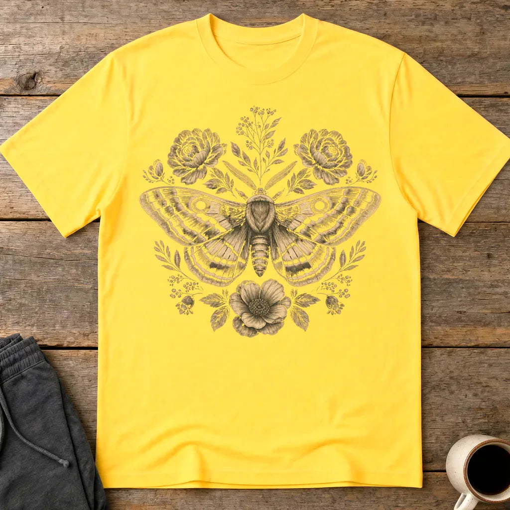 Vintage Botanical Moth T-Shirt - Daisy