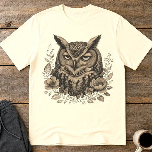 Unbothered Floral Owl T-Shirt - Natural
