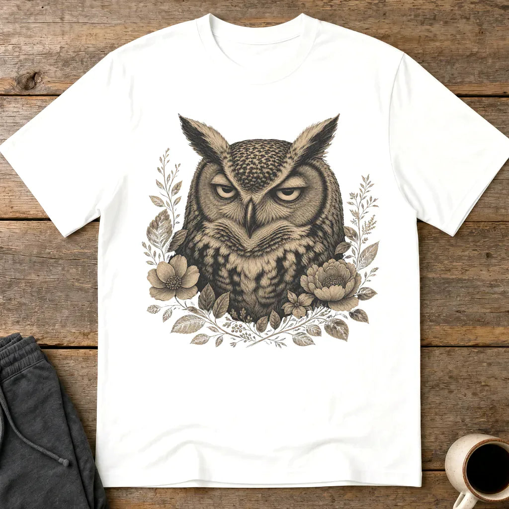 Unbothered Floral Owl T-Shirt - White