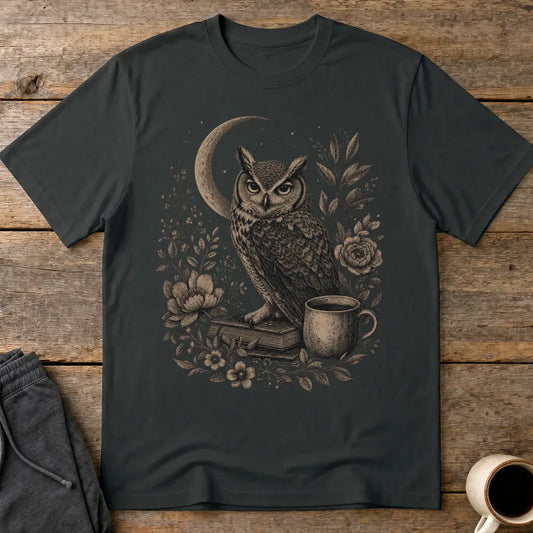 Midnight Owl & Moonlit Brew T-Shirt - Black