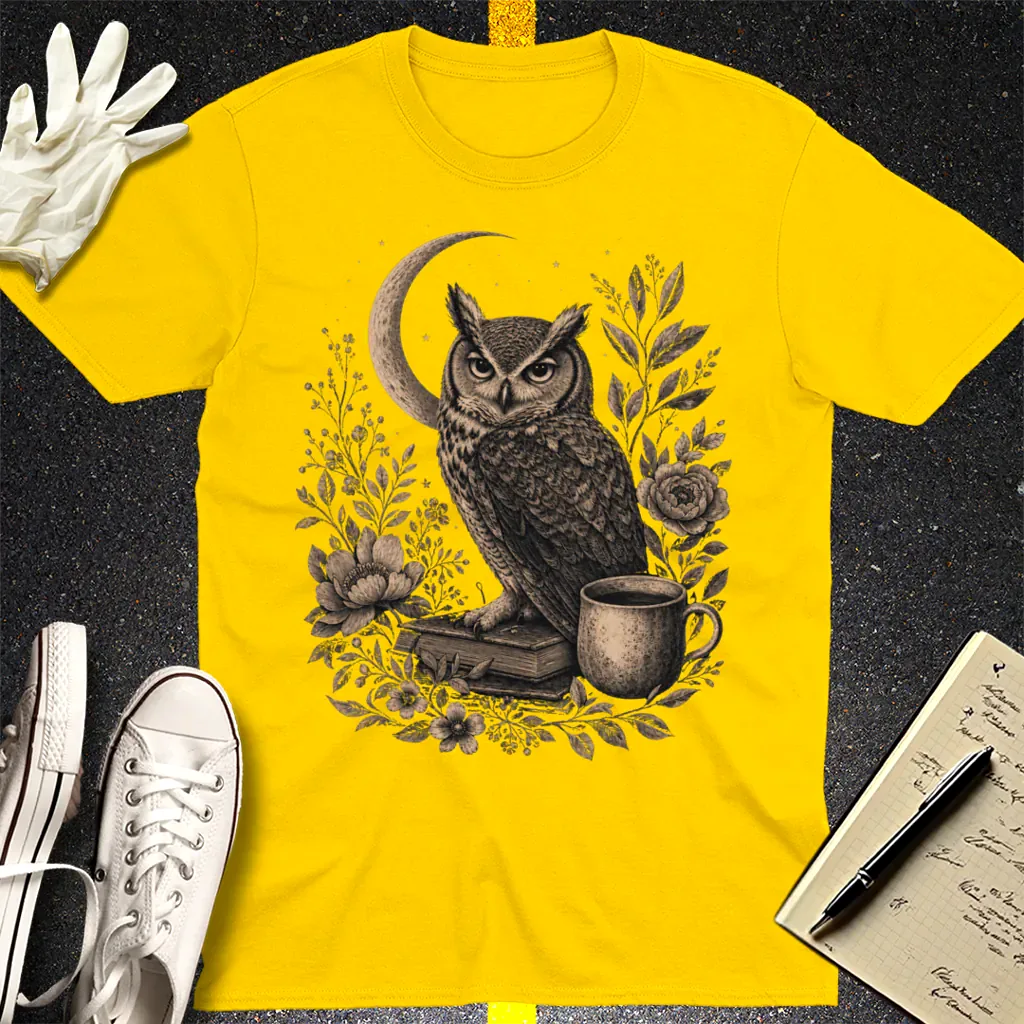 Midnight Owl & Moonlit Brew T-Shirt - Daisy