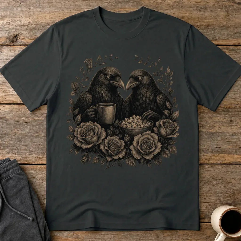 Murder Crow Coffee & Popcorn T-Shirt - Black