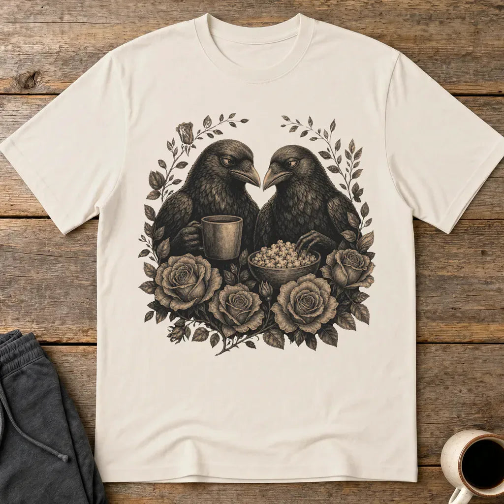 Murder Crow Coffee & Popcorn T-Shirt - Ice Grey
