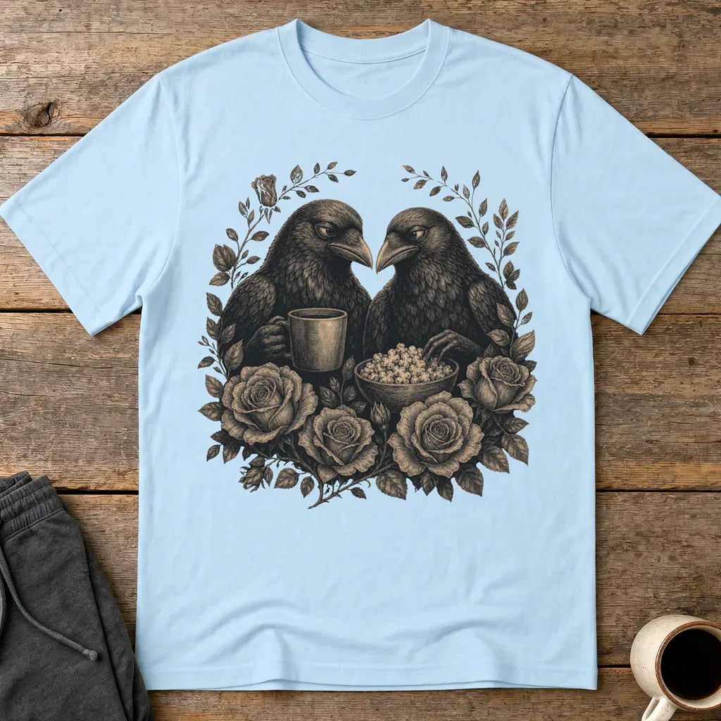 Murder Crow Coffee & Popcorn T-Shirt - Light Blue