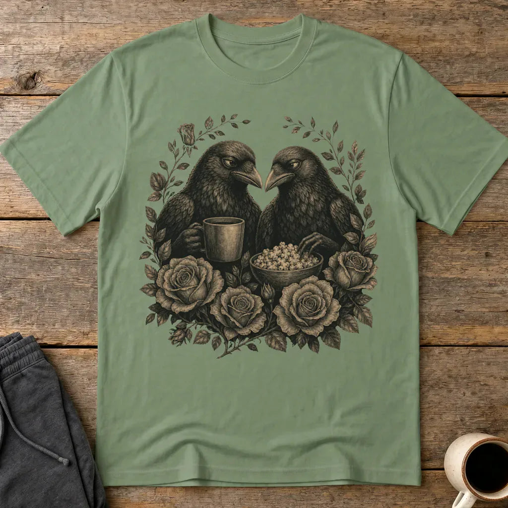 Murder Crow Coffee & Popcorn T-Shirt - Military Green