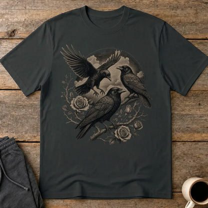 Murder Crows and Roses T-Shirt - Black