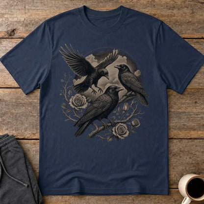 Murder Crows and Roses T-Shirt - Navy
