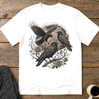 Murder Crows and Roses T-Shirt - White