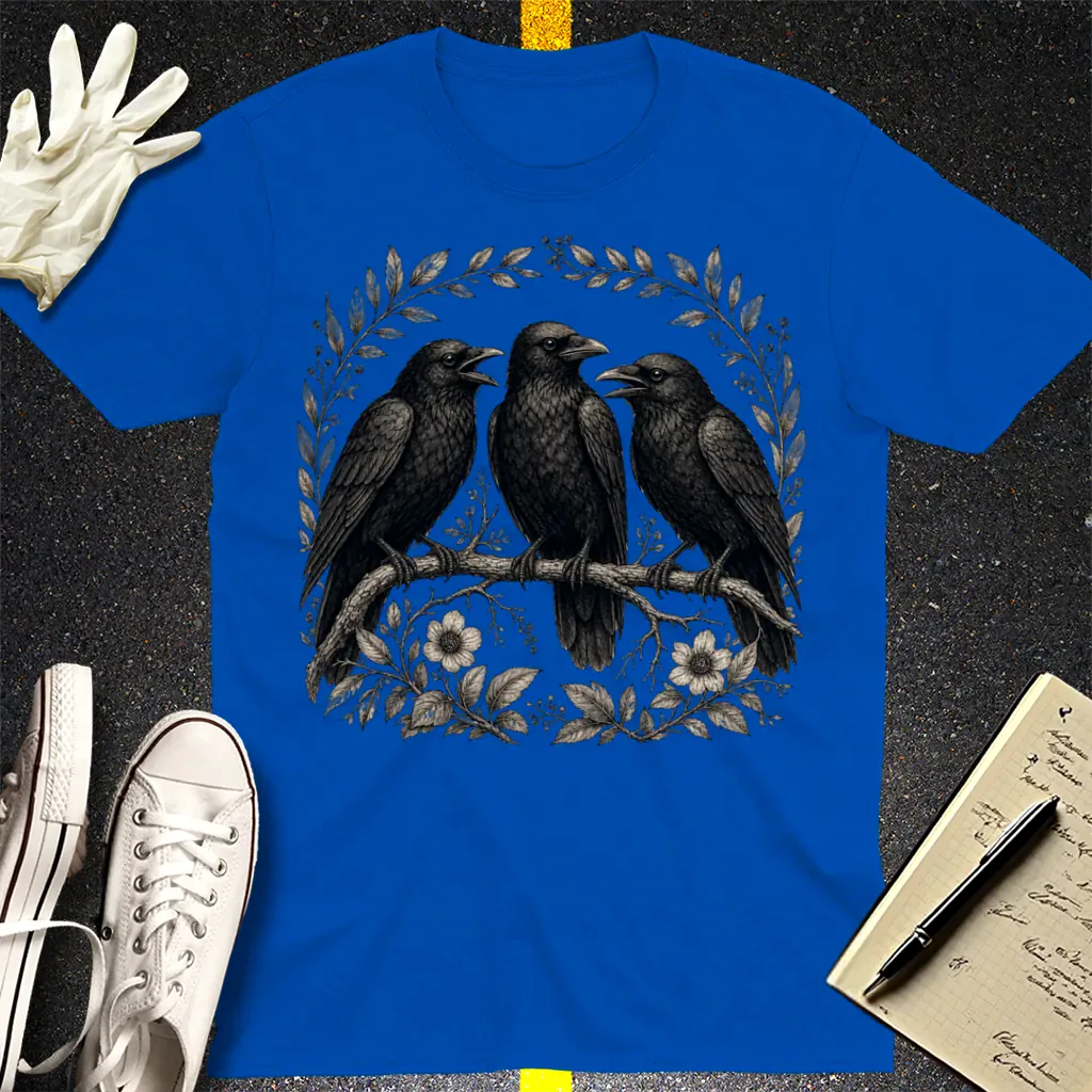 Three Crows Gothic Flora T-Shirt - Royal